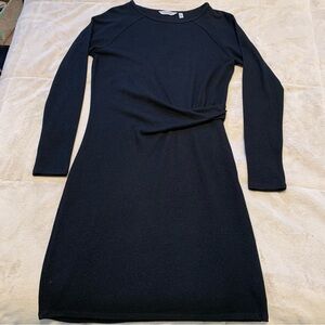 Athleta Black Ribbed Ruched Sheath Dress